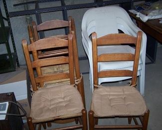 SET OF FOUR LADDER-BACK CHAIRS