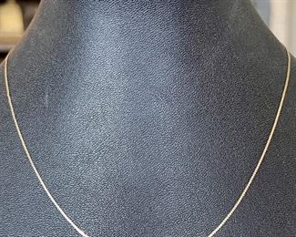 14K Gold Dainty Flat Chain Necklace Weighs .8 Grams And Is 14.5" Long 