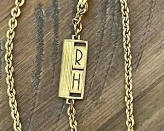 Hickok USA Gold Tone Pocket Watch Chain With Clip And Watch Ring 18" Long