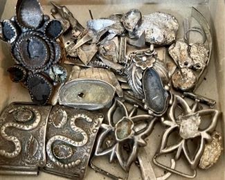 Lot Of Sterling Silver Scrap 142.2 Grams For Melt Or Repurpose Stones Have Been Removed  