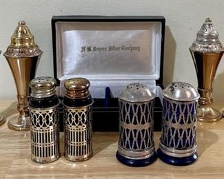Collection Of Vintage Salt And Pepper Shakers (1) Set Sterling Silver - Silver Plate By Rogers Silver Company