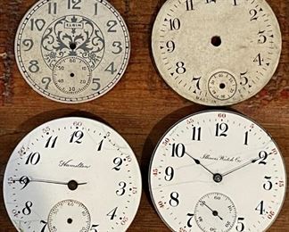 (2) Vintage Pocket Watches Hamilton & Illinois Watch Co (Without Cases) And Two Watch Faces, (1) Elgin