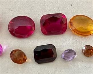 40 Carats Total Of Assorted Gemstones Flame Fusion Rubies, Amethyst, Topaz And More 
