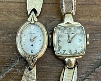 (2) Vintage Ladies Hamilton Wrist Watches (1) 14K Gold Filled & (1) 10K Gold Bezel 