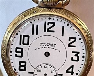 Waltham Premier Vanguard Railroad 23 Jewels 10K GF Pocket Watch (As Is For Parts Or Repair)