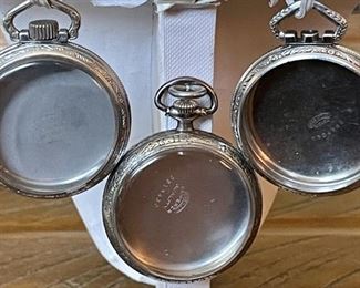 (3) Silver Tone Pocket Watch Cases (2) Have Front Crystals, Defiance, Star Nickel & Star Emperor Quality 