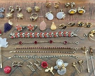 Vintage Bracelets, Earrings, & Pins, Avon, Lisner Thermo-Set, Coro Rhinestone, 12K GF Pin,  Hat Pins, & More
