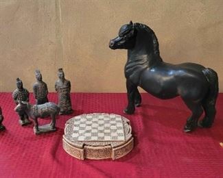 Decorative Horse and Samari Figurines