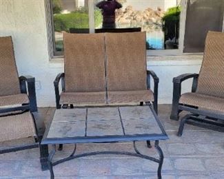 Patio Set with Rocker Chairs and Swing Love Seat 5 Piece