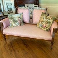 Pink Settee With Pillows