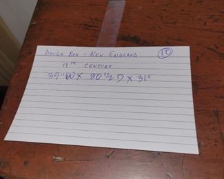 New England Dough box on legs with removable lid, old red paint.