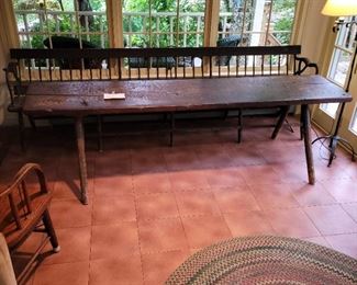 Butcher's table, with splayed legs, 1 board, 98" long