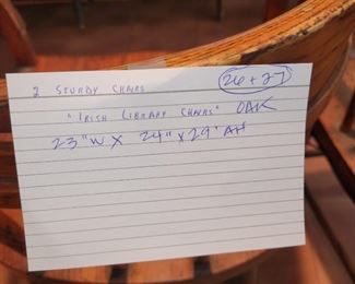 Irish oak library plank bottom, spindle back chairs, early 20th century