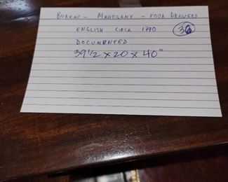 English Mahogany Chest and Secretary, 4 Drawers, marbleized writing surface, cubbies,  circa 1790