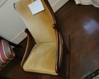 Victorian rocker, gold velvet