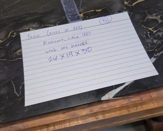 Regency End table circa 19th century, black marble and wood