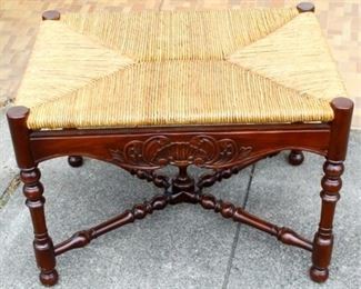 6 - Woven Top Carved Vanity Bench 25" x 18" x 18"