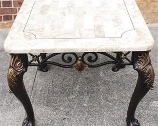 8 - Marble Top Side Table 28" x 28" x 23"