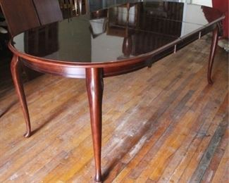 35 - Mahogany Queen Anne dining table with leaf 30 x 75 x 39

