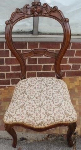 42 - Victorian carved walnut balloon back chair 35 x 15 x 16
