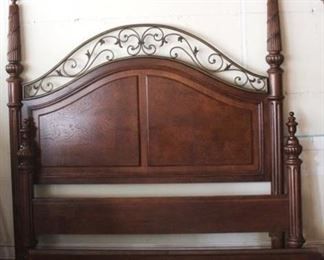 57 - Stanley king size carved poster bed 86 1/2 x 80
