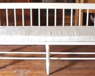 58 - Vintage painted triple bench with cushion 27 x 60 x 15
