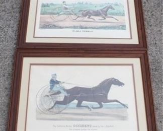 79 - Pair race horse framed prints 16 x 20
