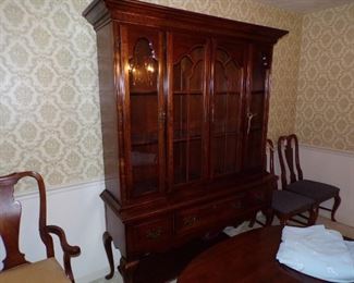 Cherry Queen Anne china cabinet 