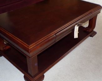 Oversized and square coffee table.