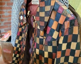 Vintage Clothing including this 70s patchwork leather jacket