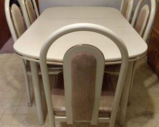 5 Chair White with Gold Trim Dining Room Table