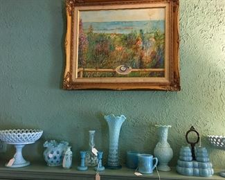 Blue milk glass, Fenton