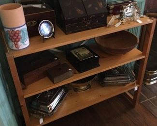 Shelf, wooden boxes