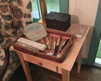 Small table, oriental fans