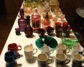 Depression glass (pink and amber)