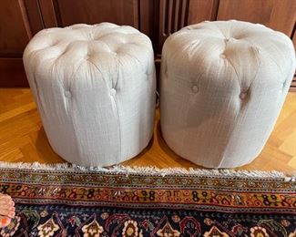 two small ottomans beige