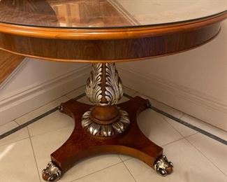 small round  hall table 39 inches wide by 30 inches in height