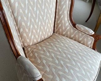 2 a like custom made upholstered chairs by Weiman