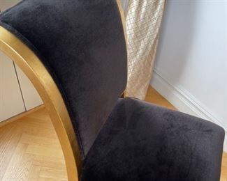 black suede dining room chairs with gold wood frame