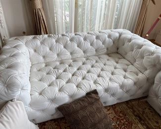 love seat white leather chesterfield couch 