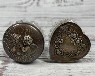 Set of Two Waterford Crystal Glass Mini Trinket Storage Containers