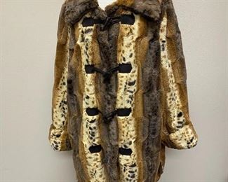 Reversible Faux Fur Coat Rain Jacket Dennis Basso Size 1X