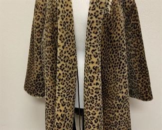 Faux Leopard Print Swing Style Coat Jacket Marvin Richards Size Medium