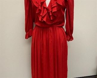 Retro Red Ruffled Maxi Style Prairie Dress Barbara Barbara California