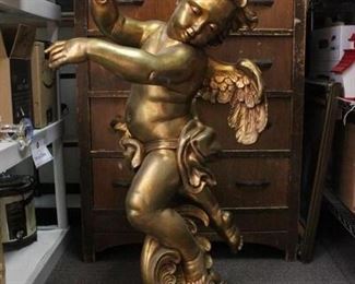 Vintage Gold Baby Angel Cherub Lamp Base