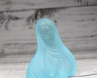 Vintage Frosted Glass Translucent Virgin Mary Miniature Bust