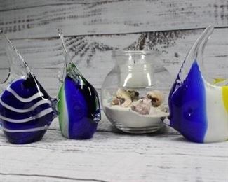 Ocean Fish Beach Theme Glass Home Decor