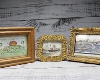 Vintage Set of Small Photo Frames with Various Pictures