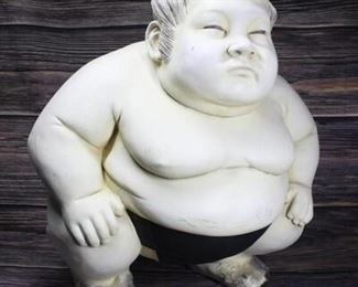 Large Ceramic Pottery Sumo Wrestler Figurine Statue Garden Yard Art