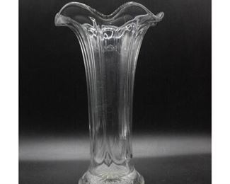 Tall Fluted Ruffled Glass Vase
